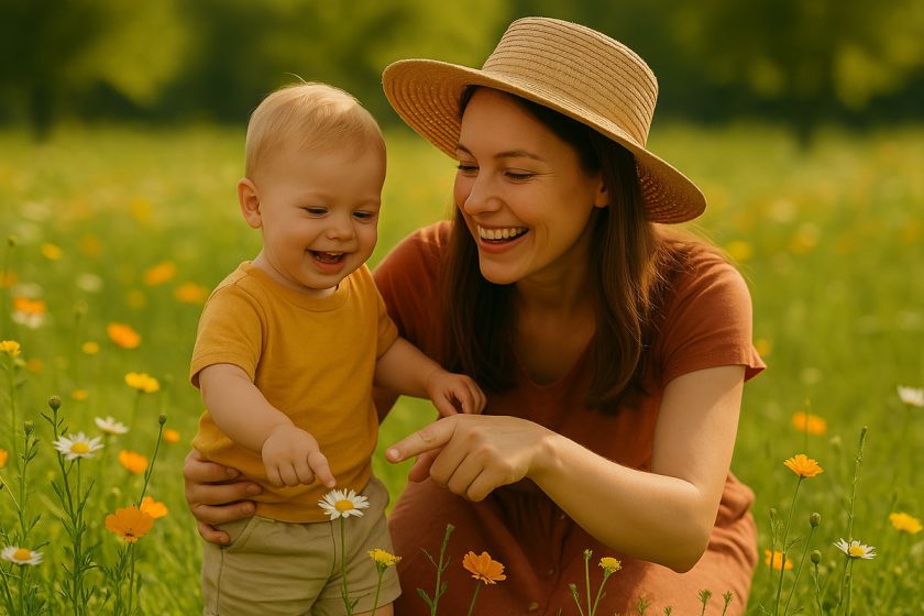 mamma con bambino fiori