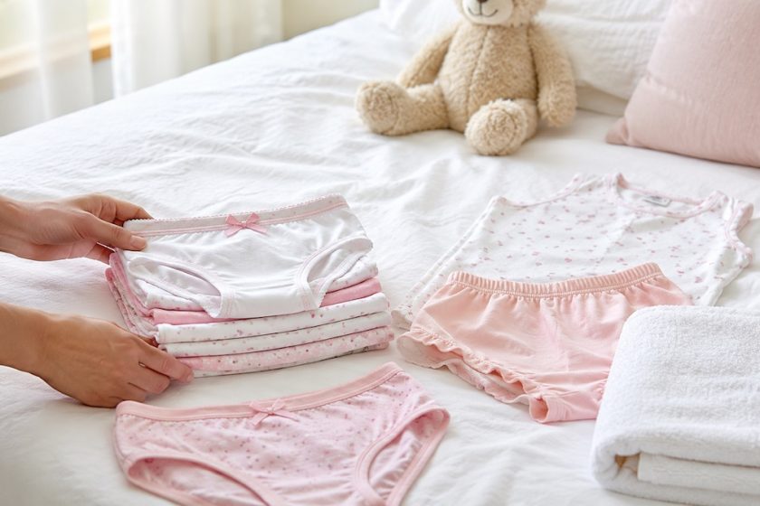 Biancheria di cotone e vestiti morbidi per bambina, utili per prevenire irritazioni intime.