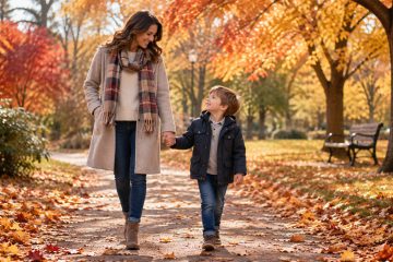 passeggiata mamma bambino nel parco